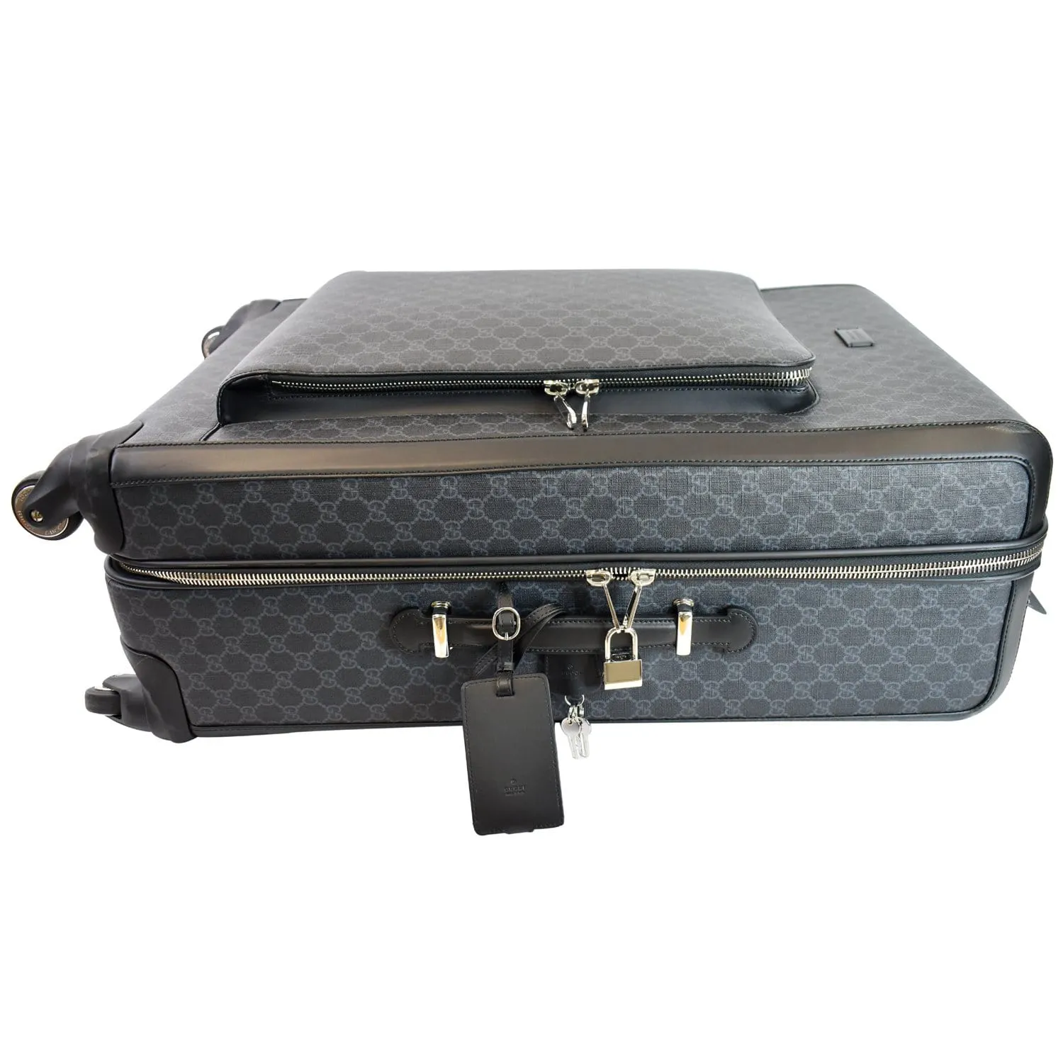 GUCCI Supreme Monogram Large Four Wheel Suitcase Travel Bag Black 474349