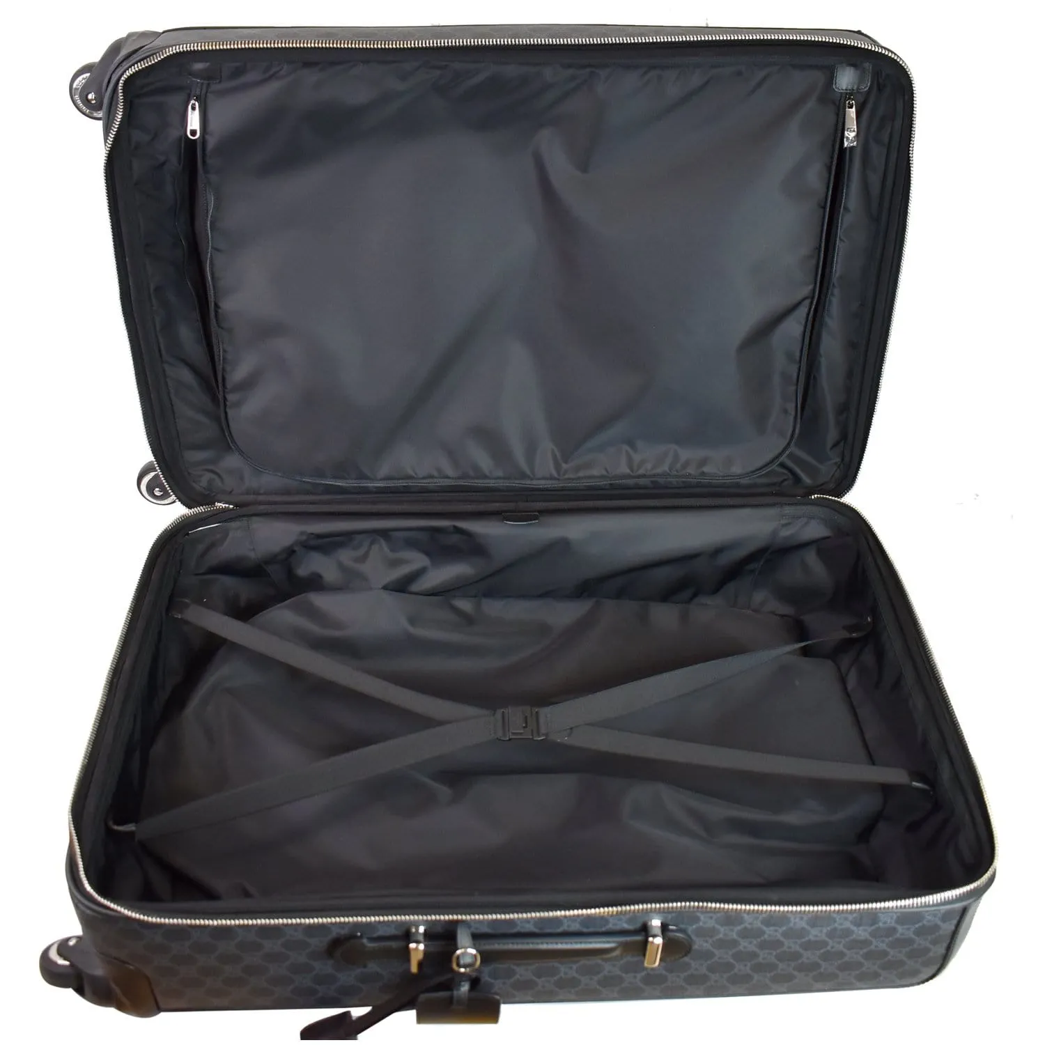GUCCI Supreme Monogram Large Four Wheel Suitcase Travel Bag Black 474349