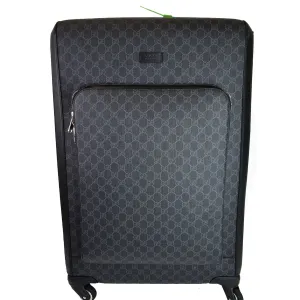 GUCCI Supreme Monogram Large Four Wheel Suitcase Travel Bag Black 474349