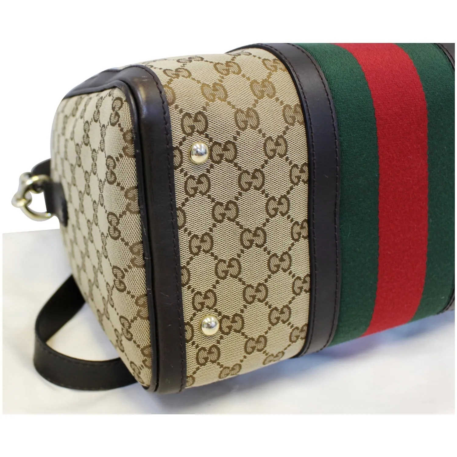GUCCI Vintage Web Original GG Boston Bag Beige 247205