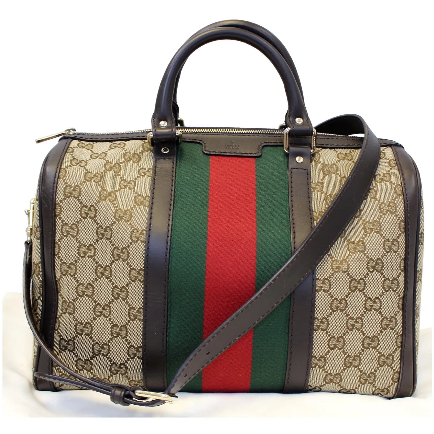 GUCCI Vintage Web Original GG Boston Bag Beige 247205