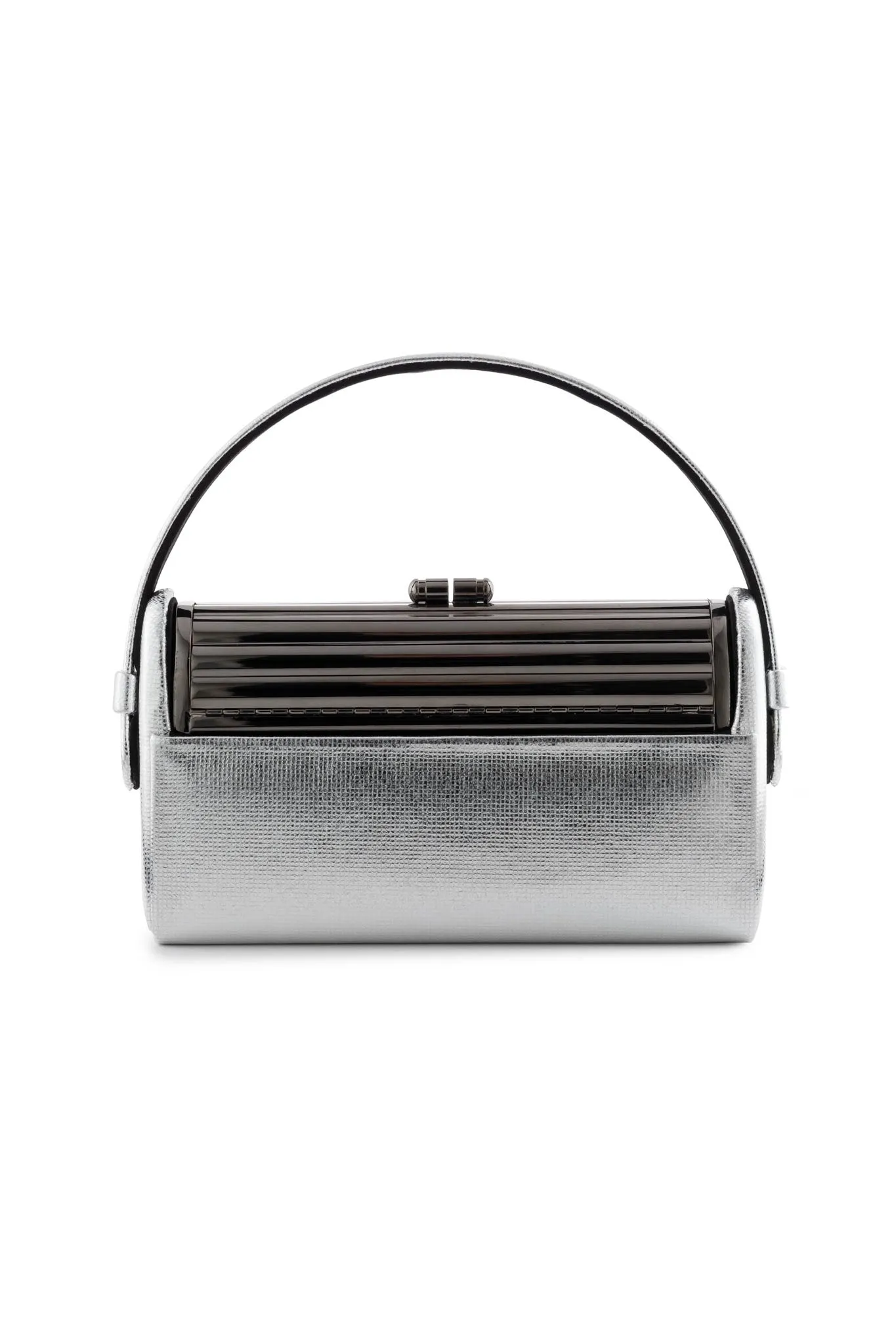 Gunmetal Tubular Régine Minaudière with Silver Luminescent Leather Case