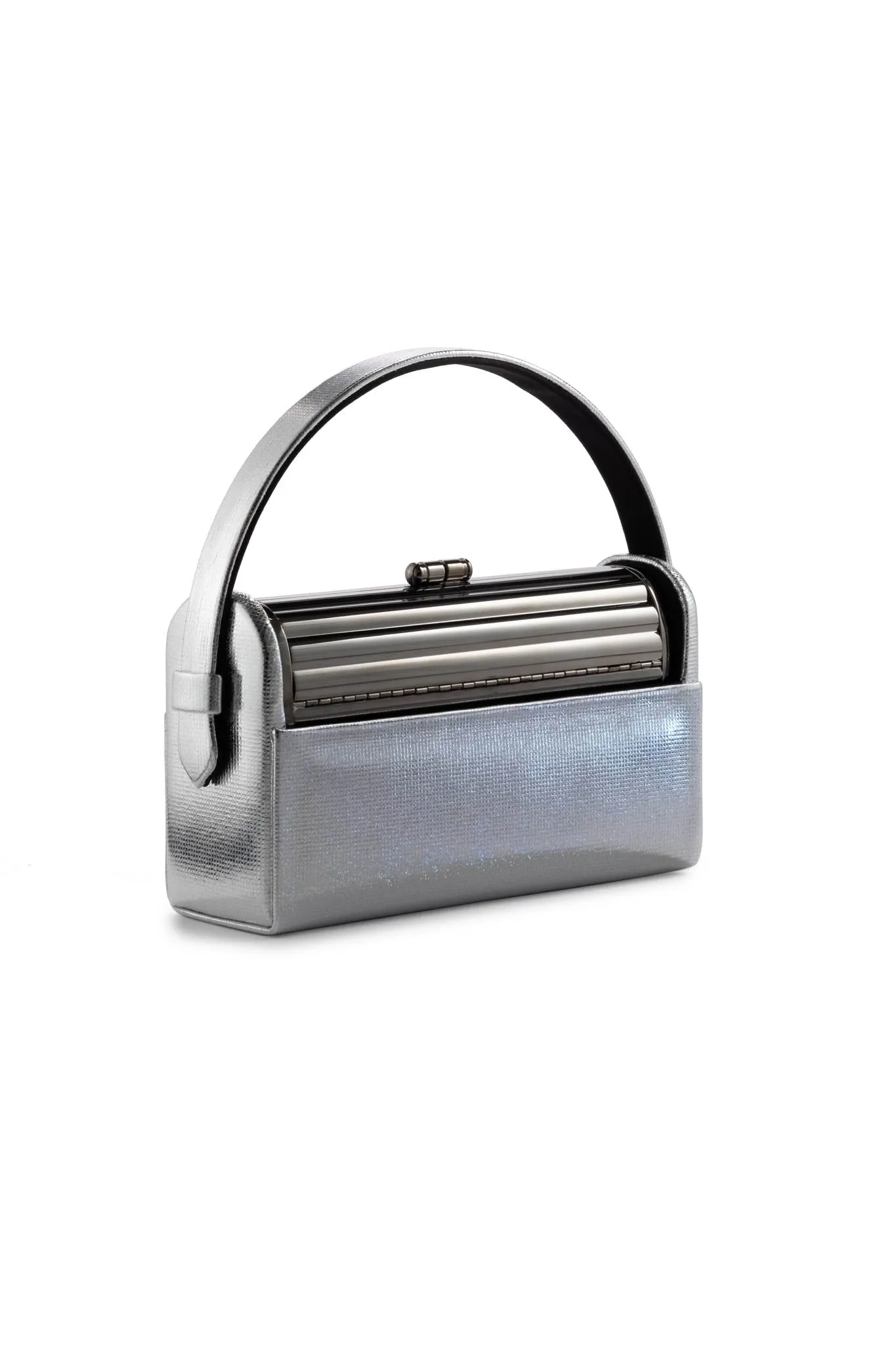 Gunmetal Tubular Régine Minaudière with Silver Luminescent Leather Case