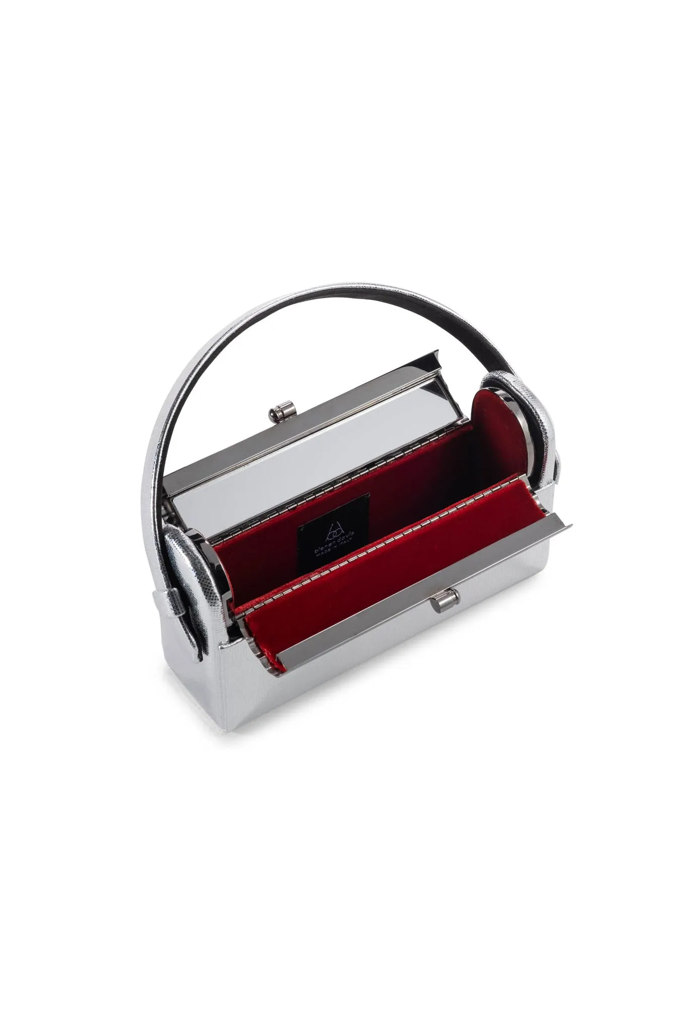 Gunmetal Tubular Régine Minaudière with Silver Luminescent Leather Case