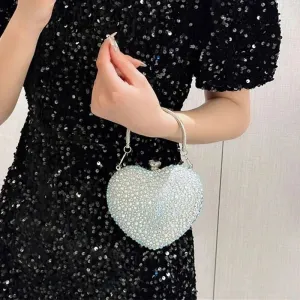 Heart Shaped Crystal Clutch – Glamorous Diamond-Inlay Bag for Weddings & Evenings