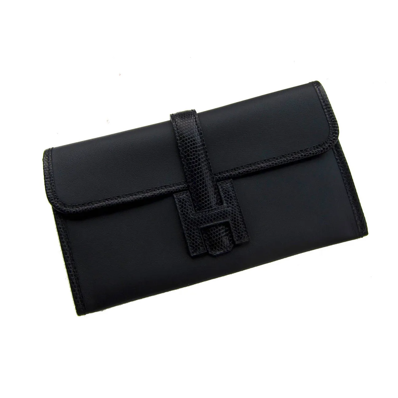 Hermes Black Swift Lizard Niloticus Jige Duo Mini Clutch