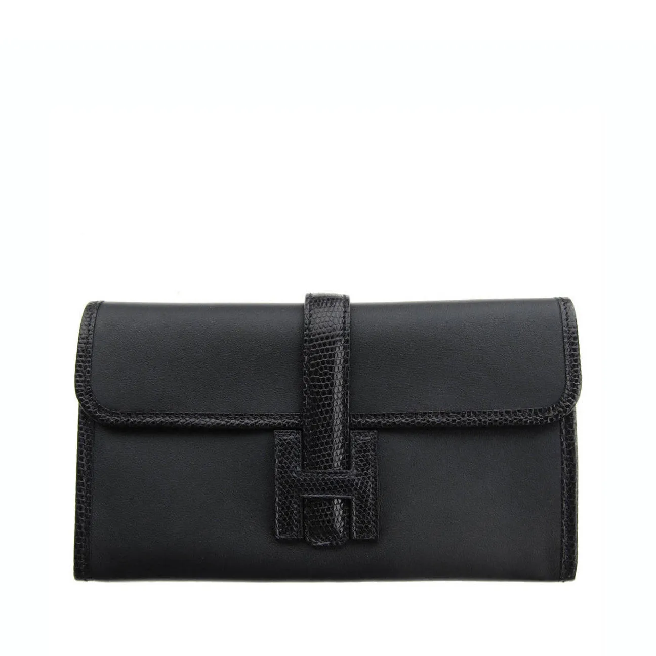 Hermes Black Swift Lizard Niloticus Jige Duo Mini Clutch