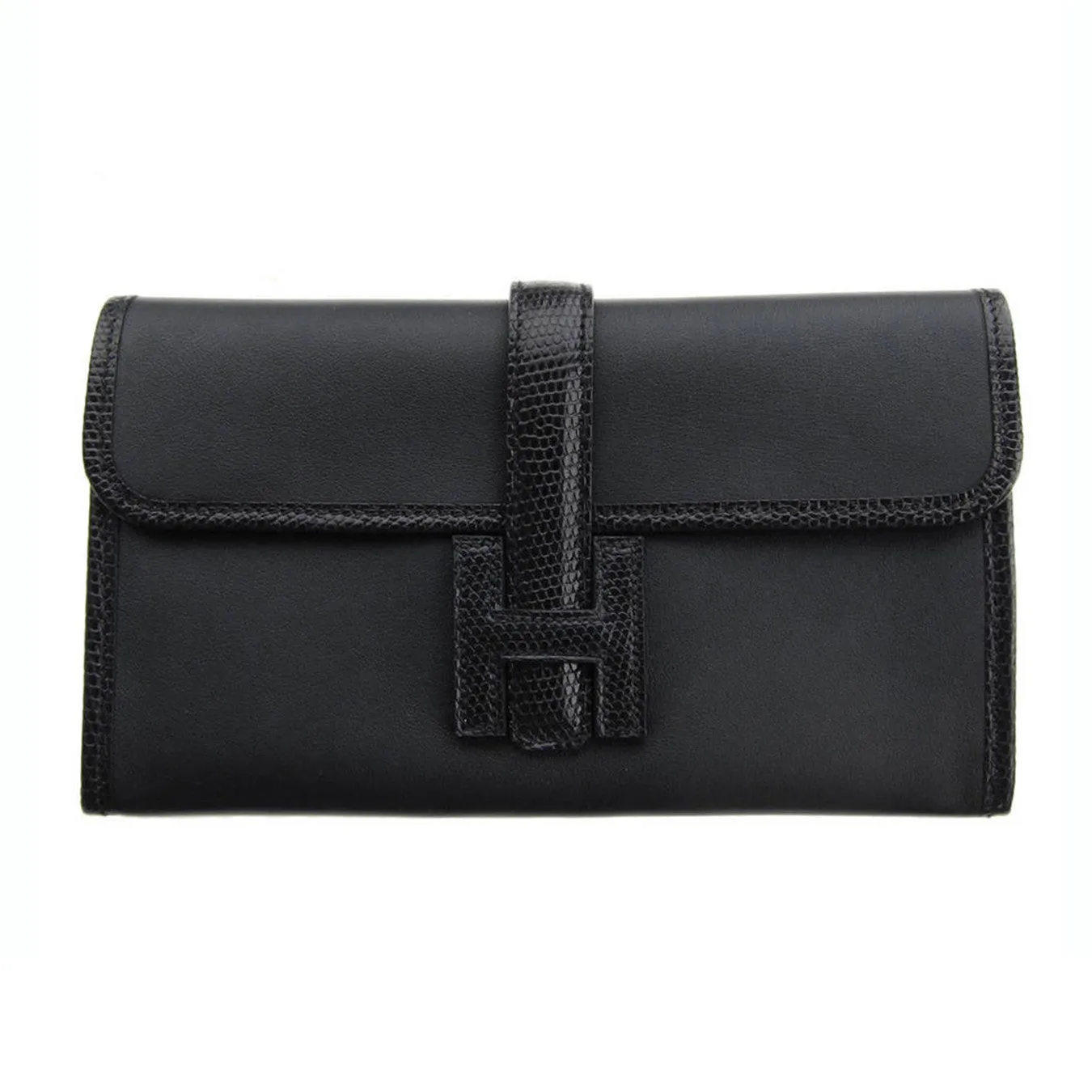 Hermes Black Swift Lizard Niloticus Jige Duo Mini Clutch