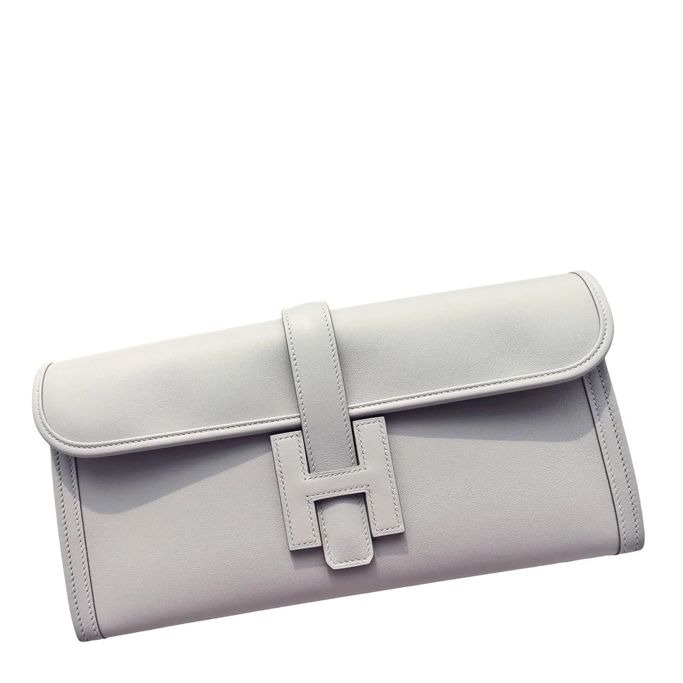 Hermes Gris Perle Pearl Grey Jige Elan Clutch Bag 29cm Superb