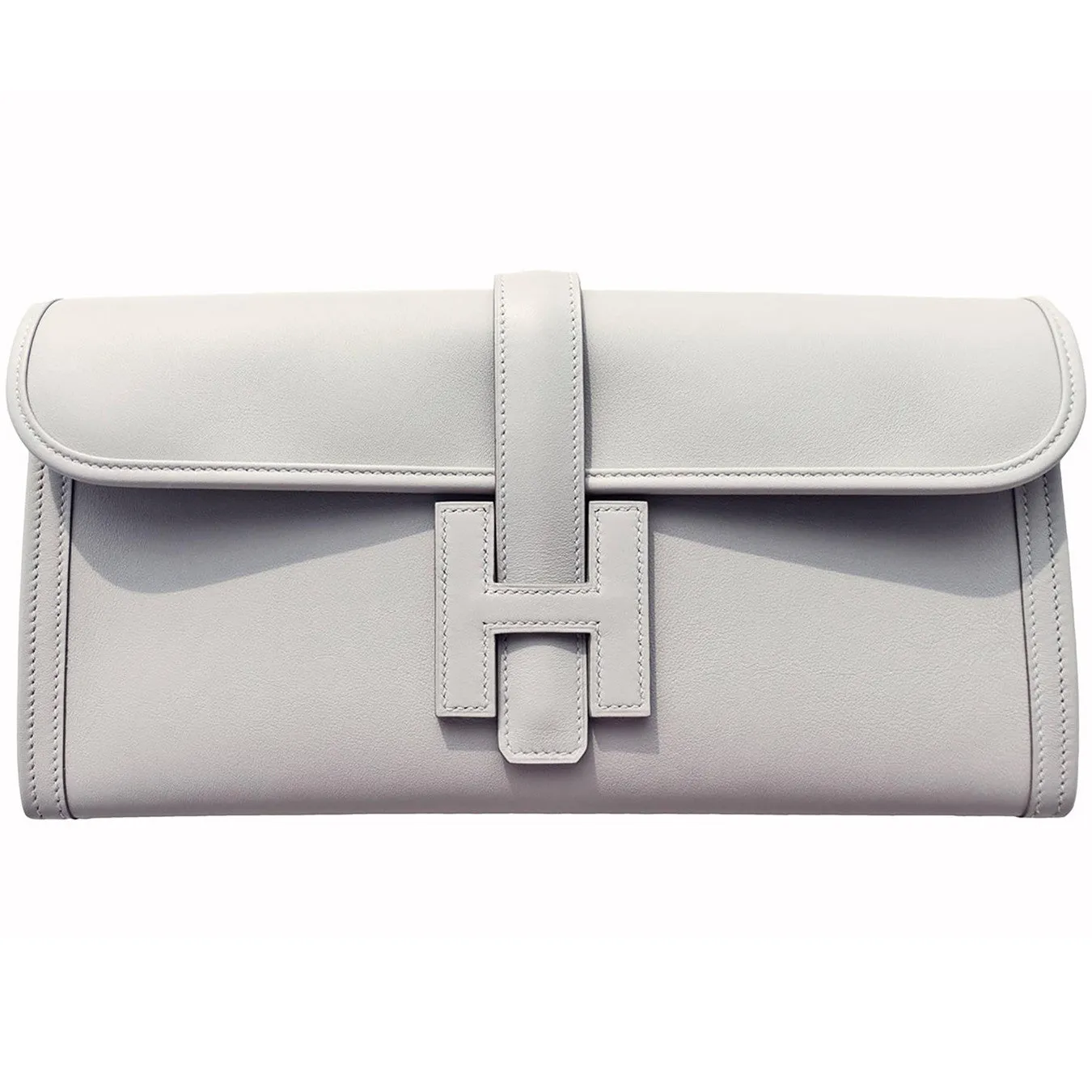 Hermes Gris Perle Pearl Grey Jige Elan Clutch Bag 29cm Superb