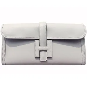 Hermes Gris Perle Pearl Grey Jige Elan Clutch Bag 29cm Superb