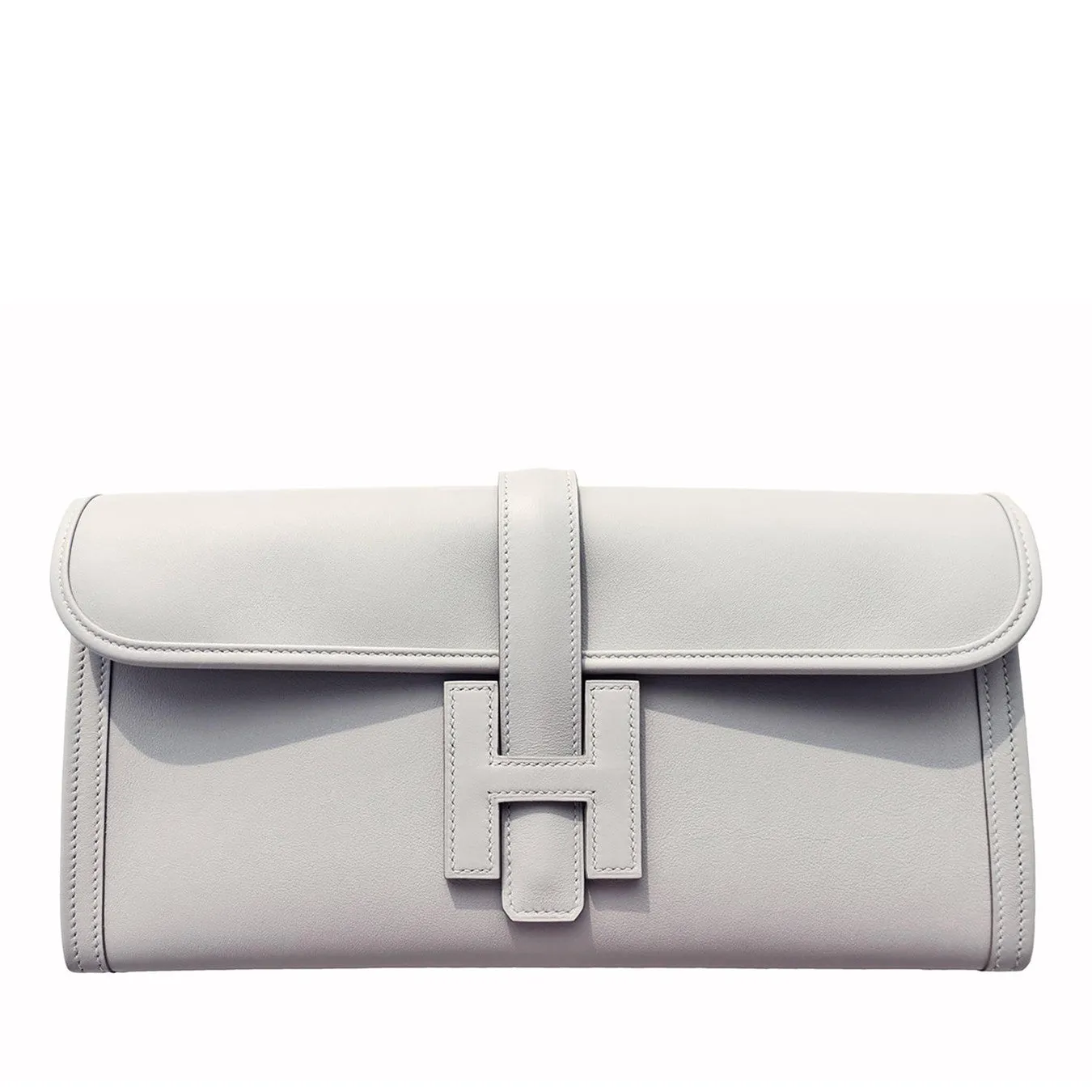Hermes Gris Perle Pearl Grey Jige Elan Clutch Bag 29cm Superb