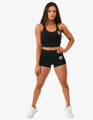 HIGH WAIST GYM SHORTS | BLACK