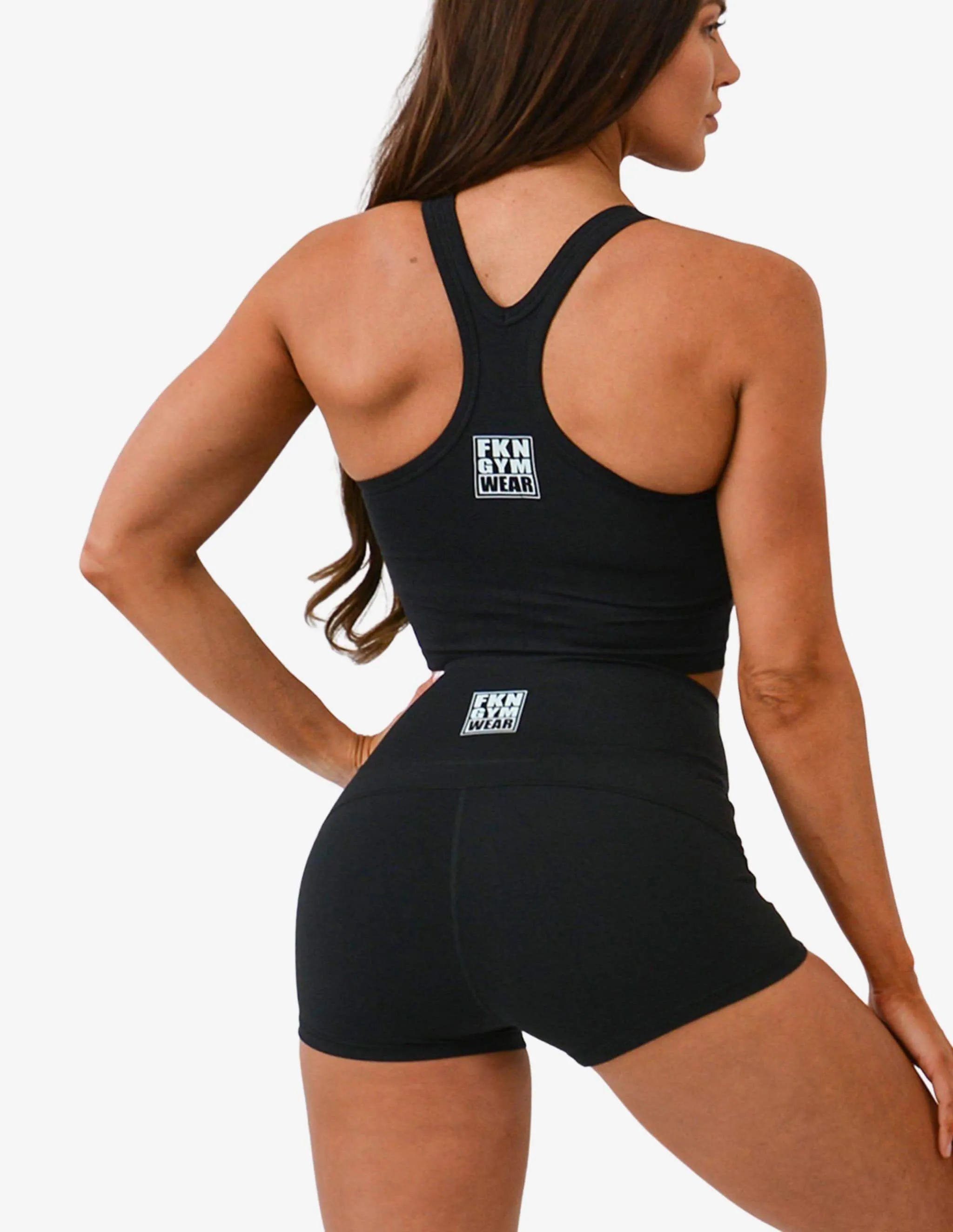 HIGH WAIST GYM SHORTS | BLACK