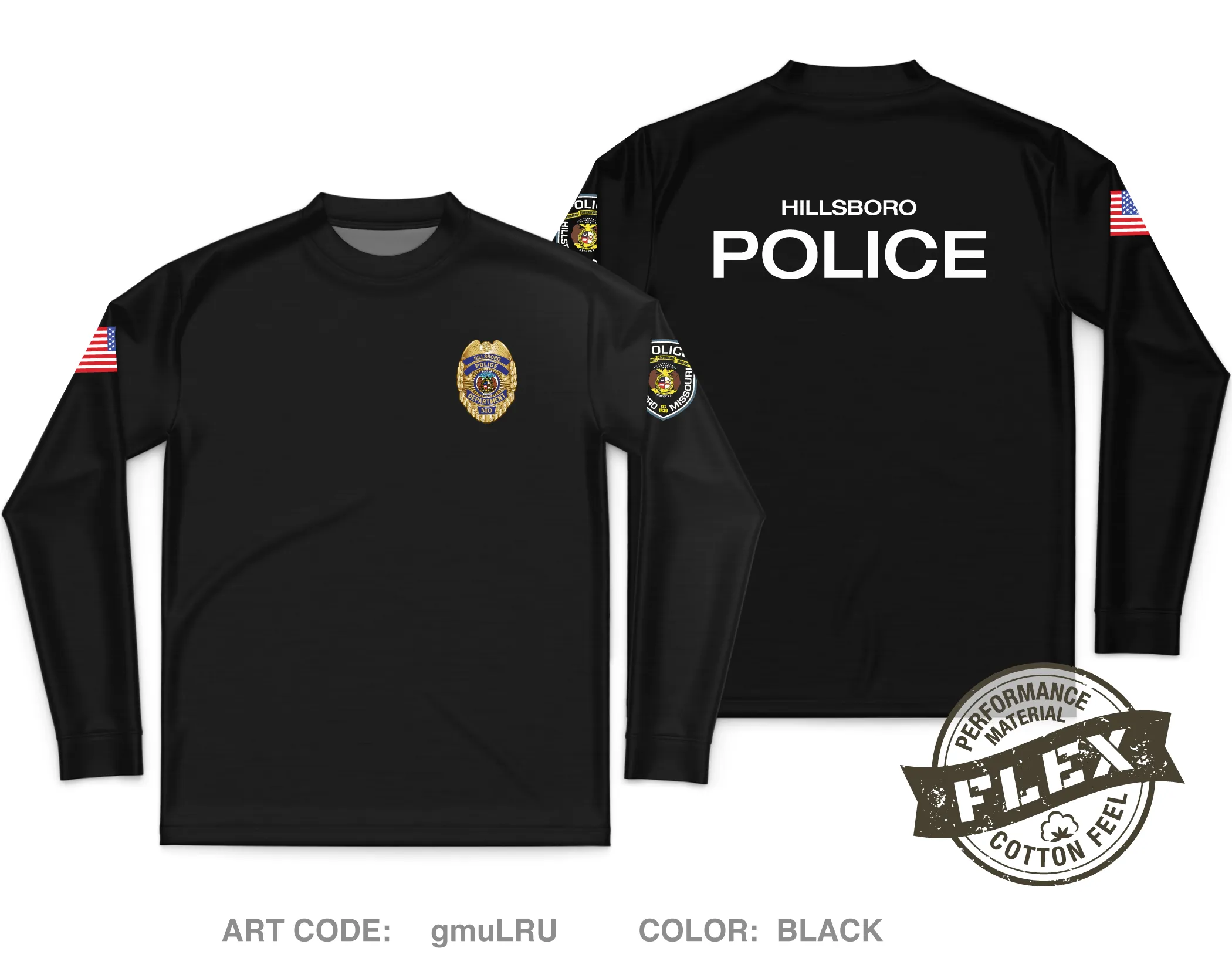 Hillsboro Police Department Core Men's LS Flex Performance Tee - gmuLRU