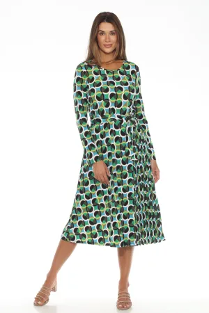 Joseph Ribkoff Vanilla/Multi Geometric Print Belted Midi Dress 243091