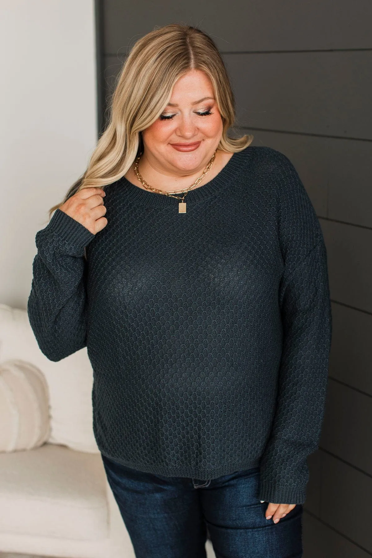 Keep It Colorful Knit Sweater- Dark Teal