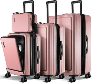 Large Travel Luggage Luggage Full collection Suitcase Expandable Shell 4 Set with Set, Piece, Spinner Suitcases Wheels Sets Large Hard Pink TSA with Best-reviewed Lock,