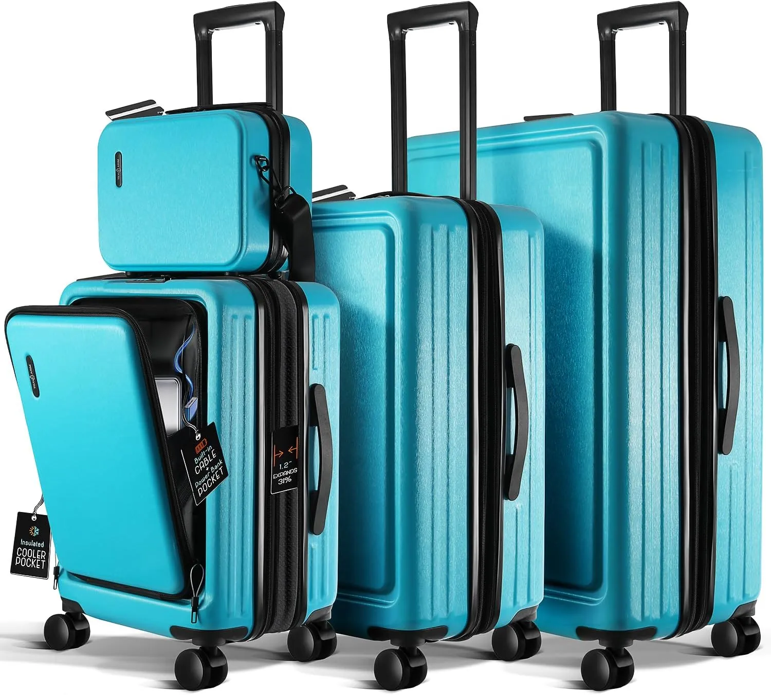 Large Travel Luggage Luggage Full collection Suitcase Expandable Shell 4 Set with Set, Piece, Spinner Suitcases Wheels Sets Large Hard Pink TSA with Best-reviewed Lock,