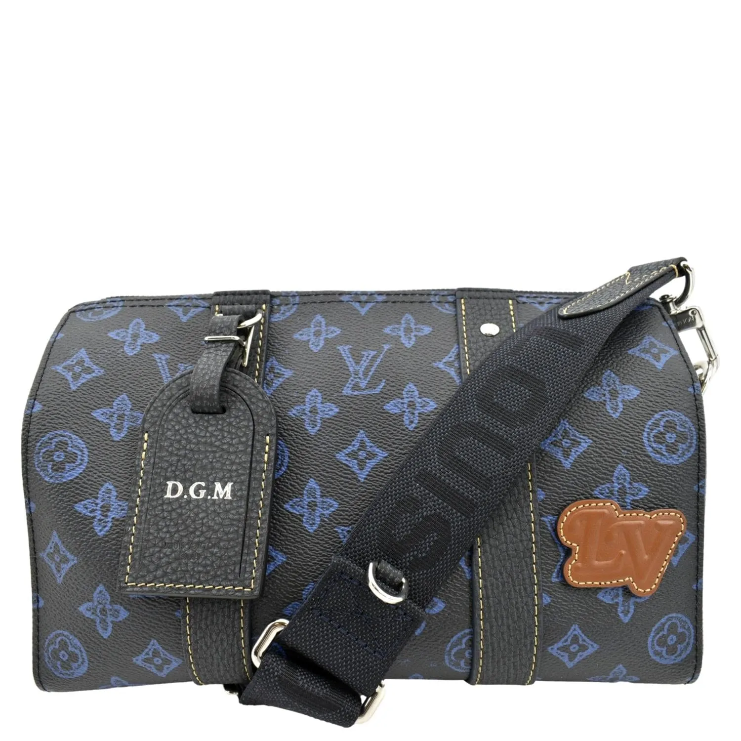 LOUIS VUITTON City Keepall Monogram Leather Travel Bag Blue