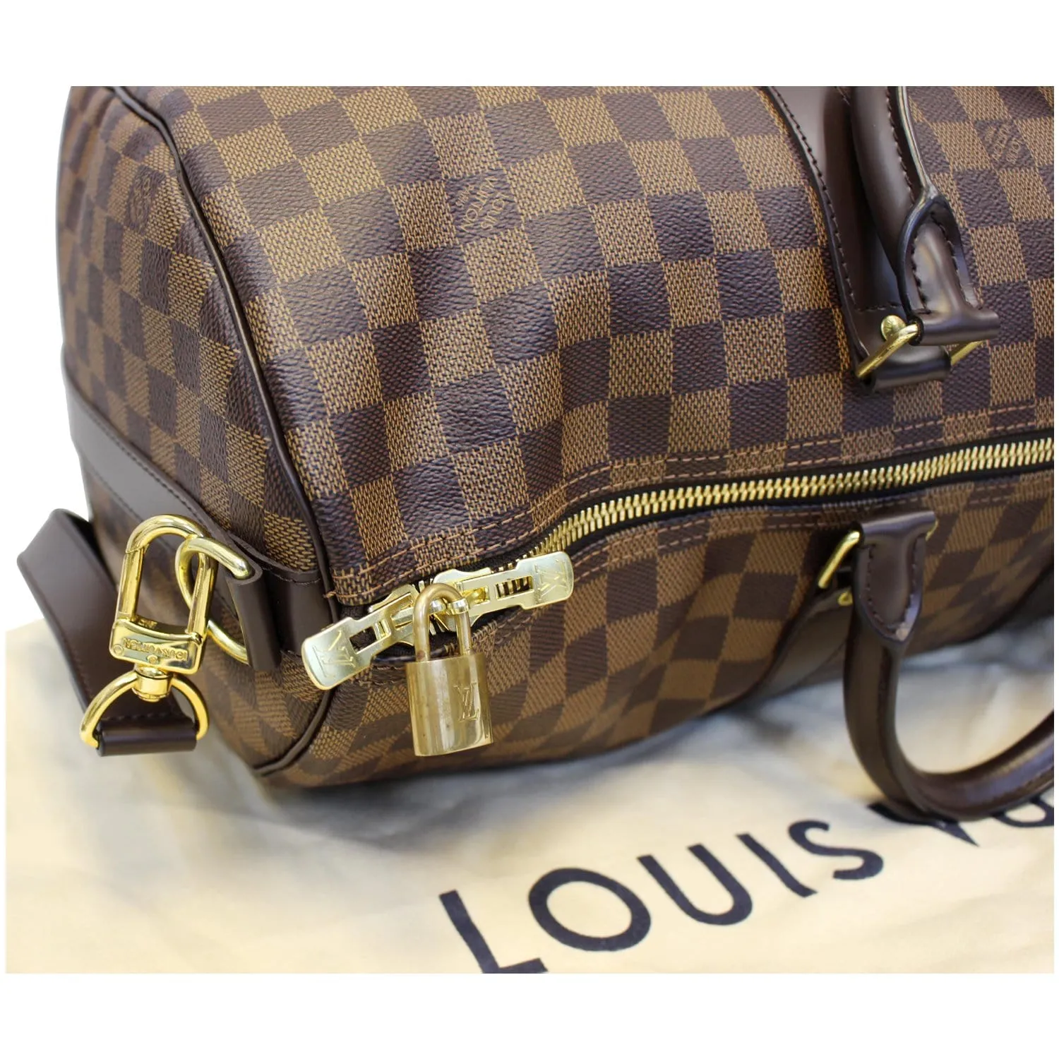LOUIS VUITTON Keepall 45 Bandouliere Damier Ebene Travel Bag Brown