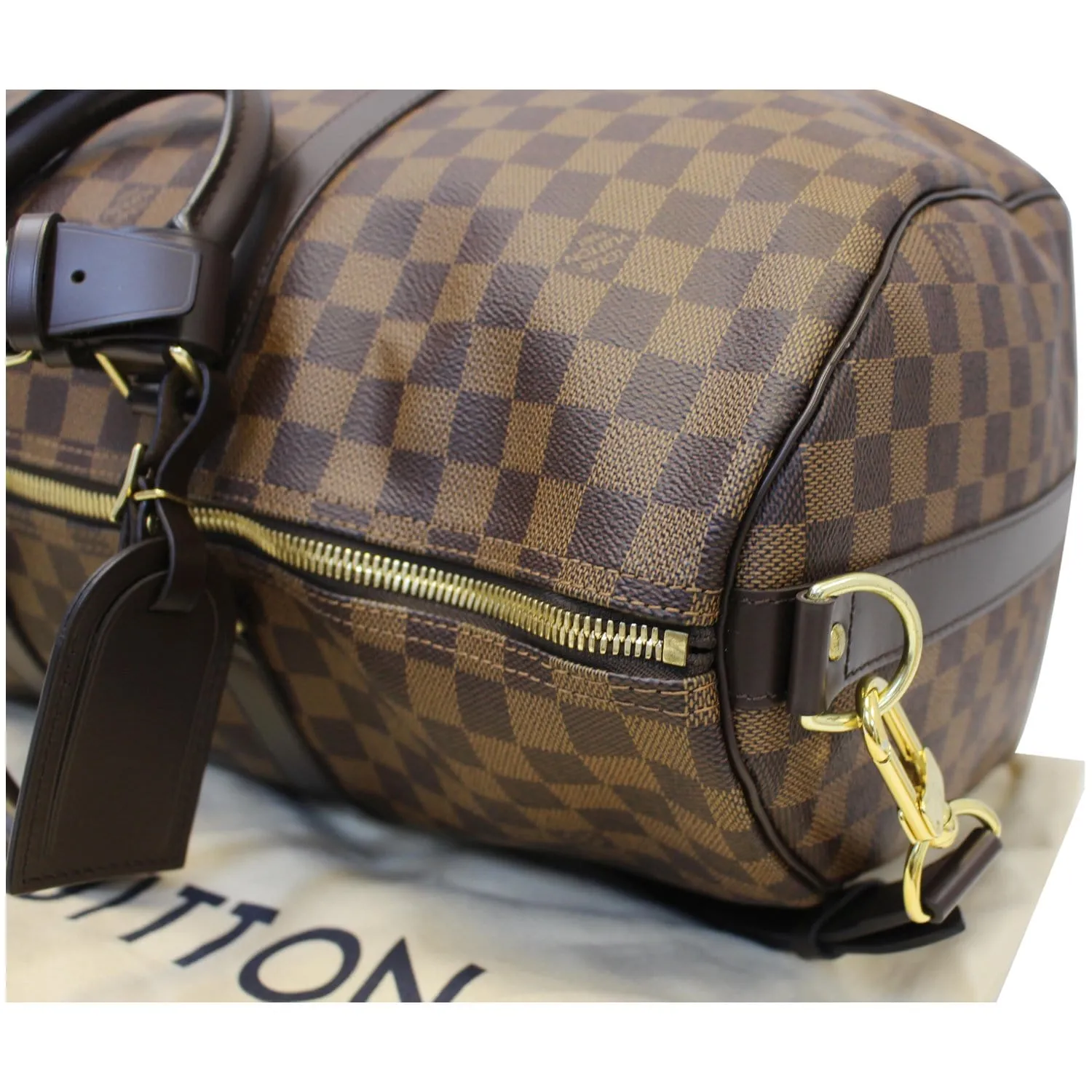 LOUIS VUITTON Keepall 45 Bandouliere Damier Ebene Travel Bag Brown