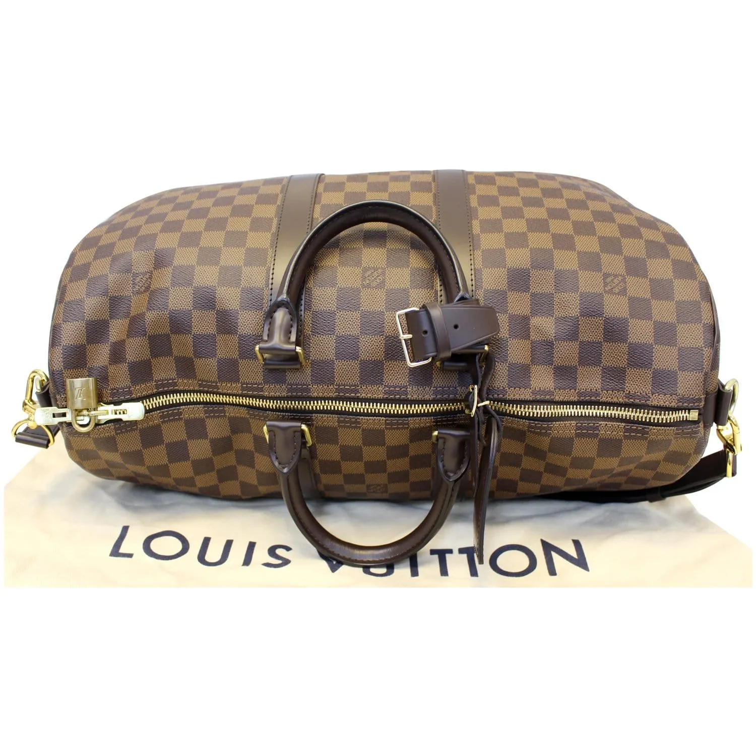 LOUIS VUITTON Keepall 45 Bandouliere Damier Ebene Travel Bag Brown