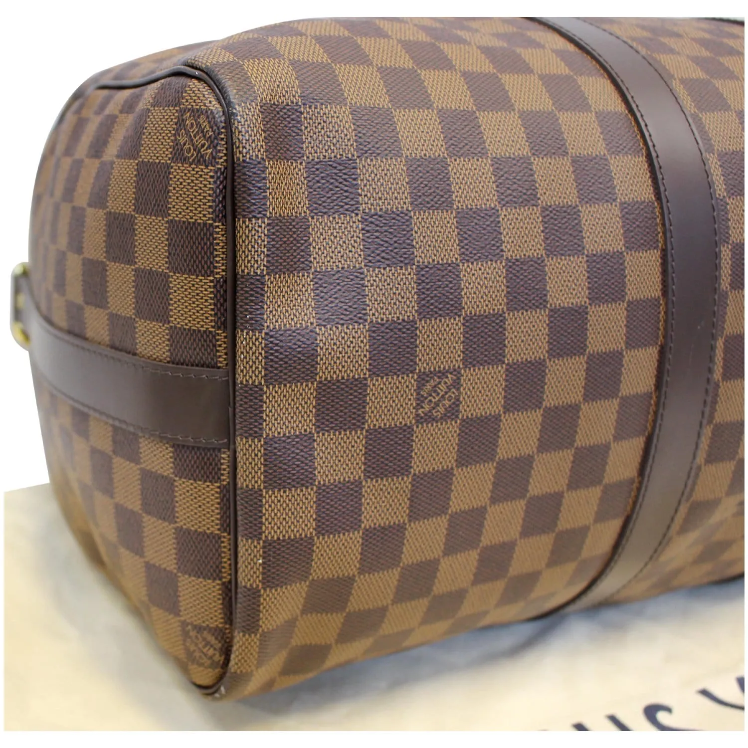 LOUIS VUITTON Keepall 45 Bandouliere Damier Ebene Travel Bag Brown