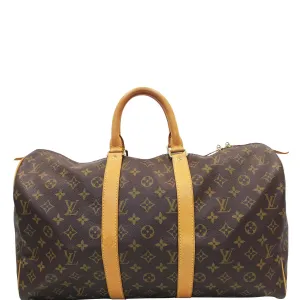 LOUIS VUITTON Keepall 45 Monogram Canvas Travel Bag Brown