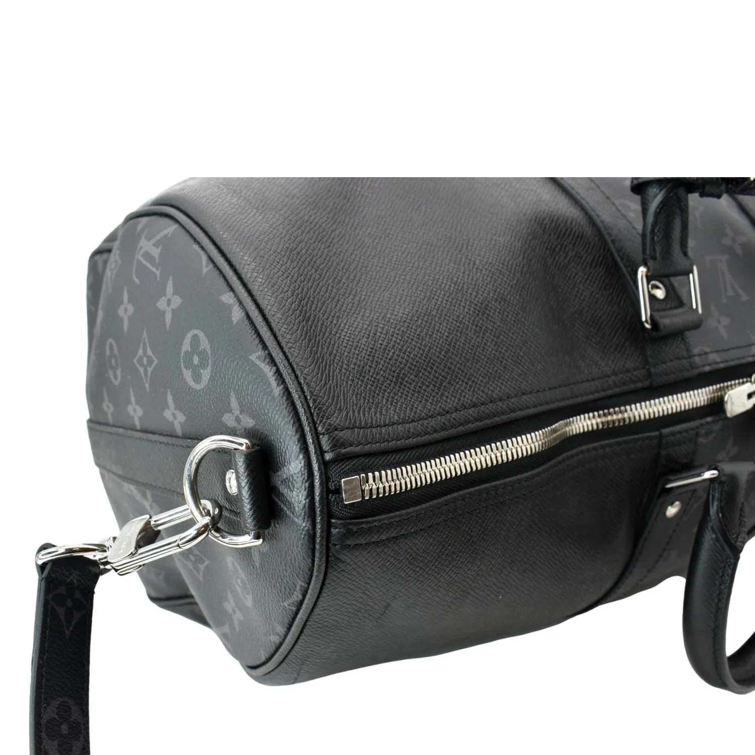 LOUIS VUITTON Keepall 50 Bandouliere Monogram Taiga Leather Travel Bag Black