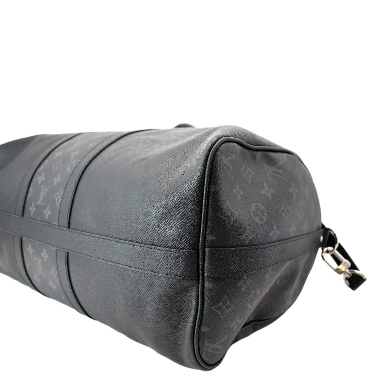 LOUIS VUITTON Keepall 50 Bandouliere Monogram Taiga Leather Travel Bag Black