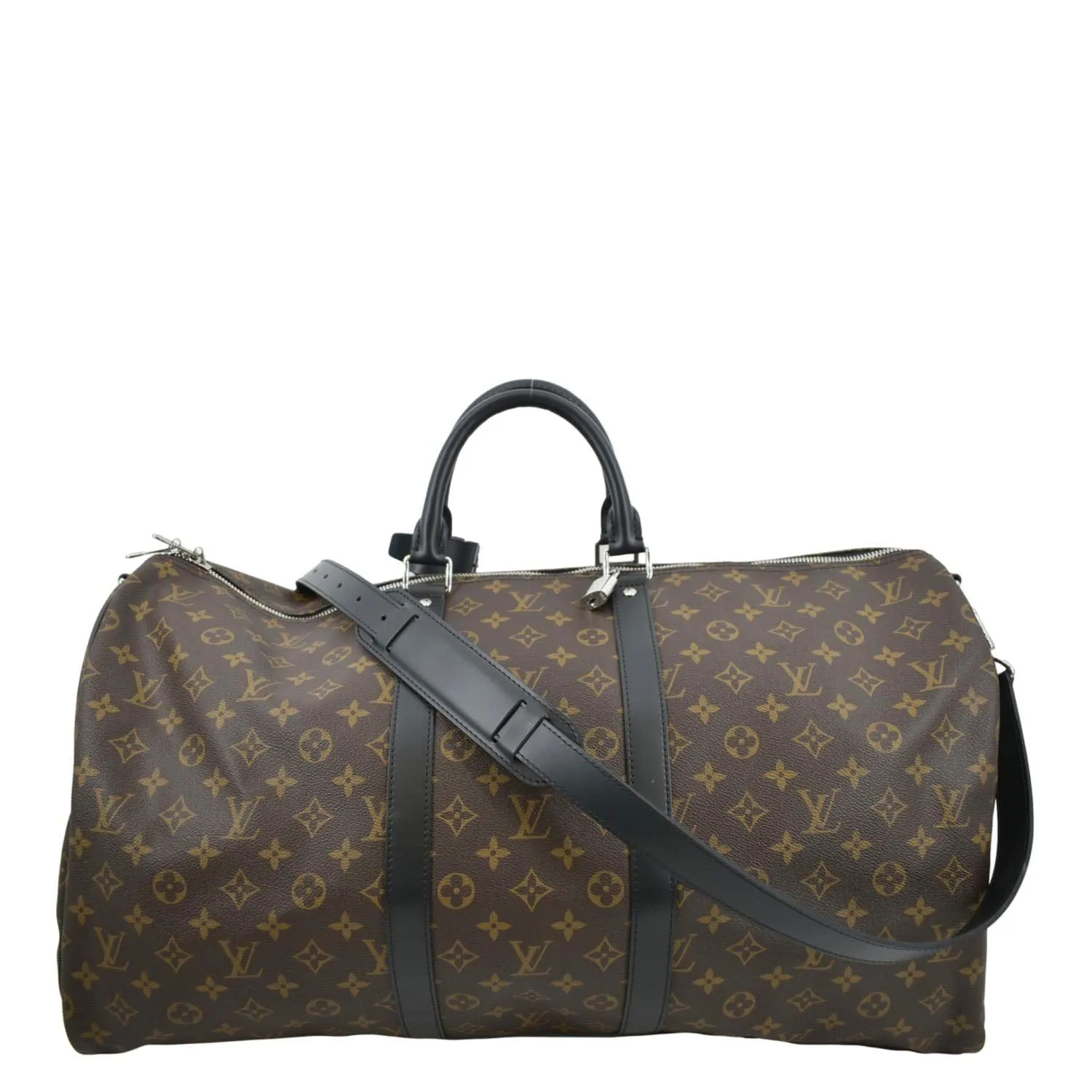 LOUIS VUITTON Keepall 55 Bandouliere Monogram Canvas Travel Bag Brown
