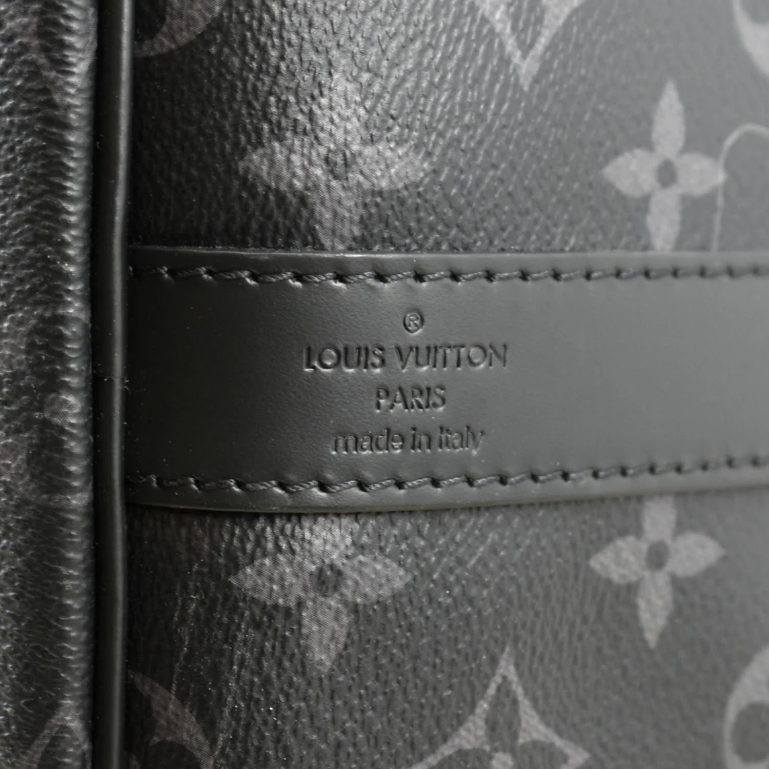 LOUIS VUITTON Keepall 55 Bandouliere Monogram Eclipse Travel Bag Black