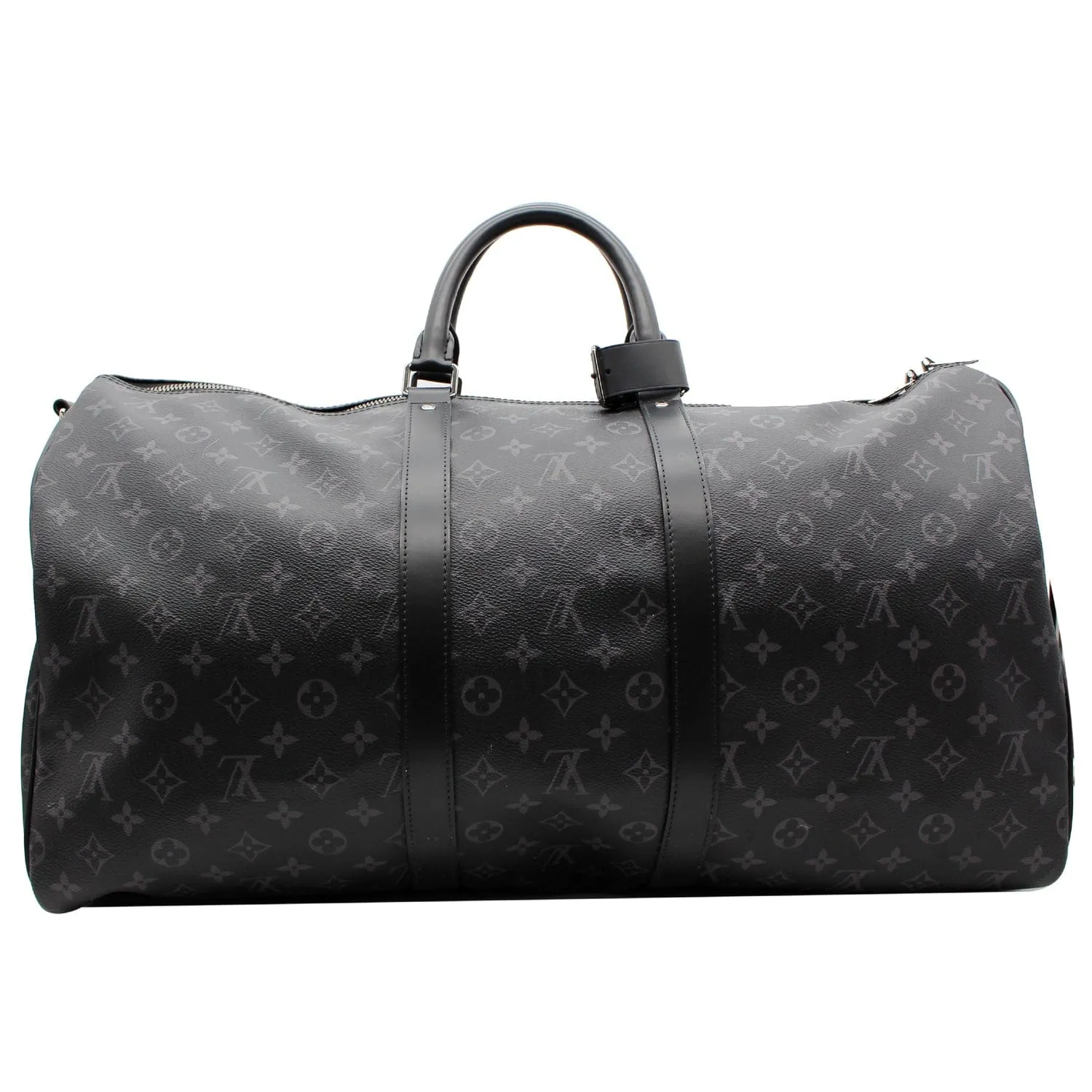 LOUIS VUITTON Keepall 55 Bandouliere Monogram Eclipse Travel Bag Black