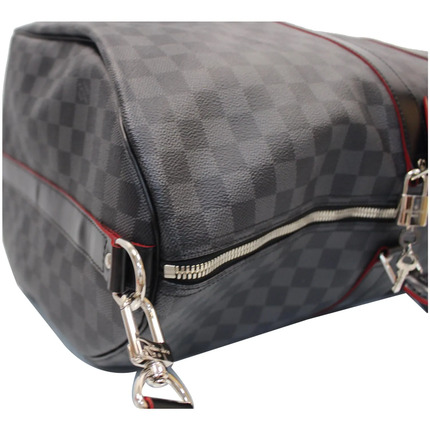LOUIS VUITTON Keepall 55 Damier Graphite Bandouliere Travel Bag Black