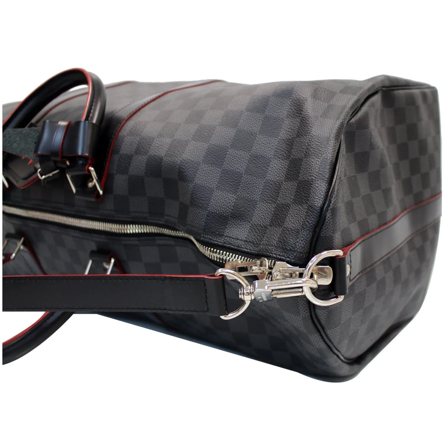 LOUIS VUITTON Keepall 55 Damier Graphite Bandouliere Travel Bag Black
