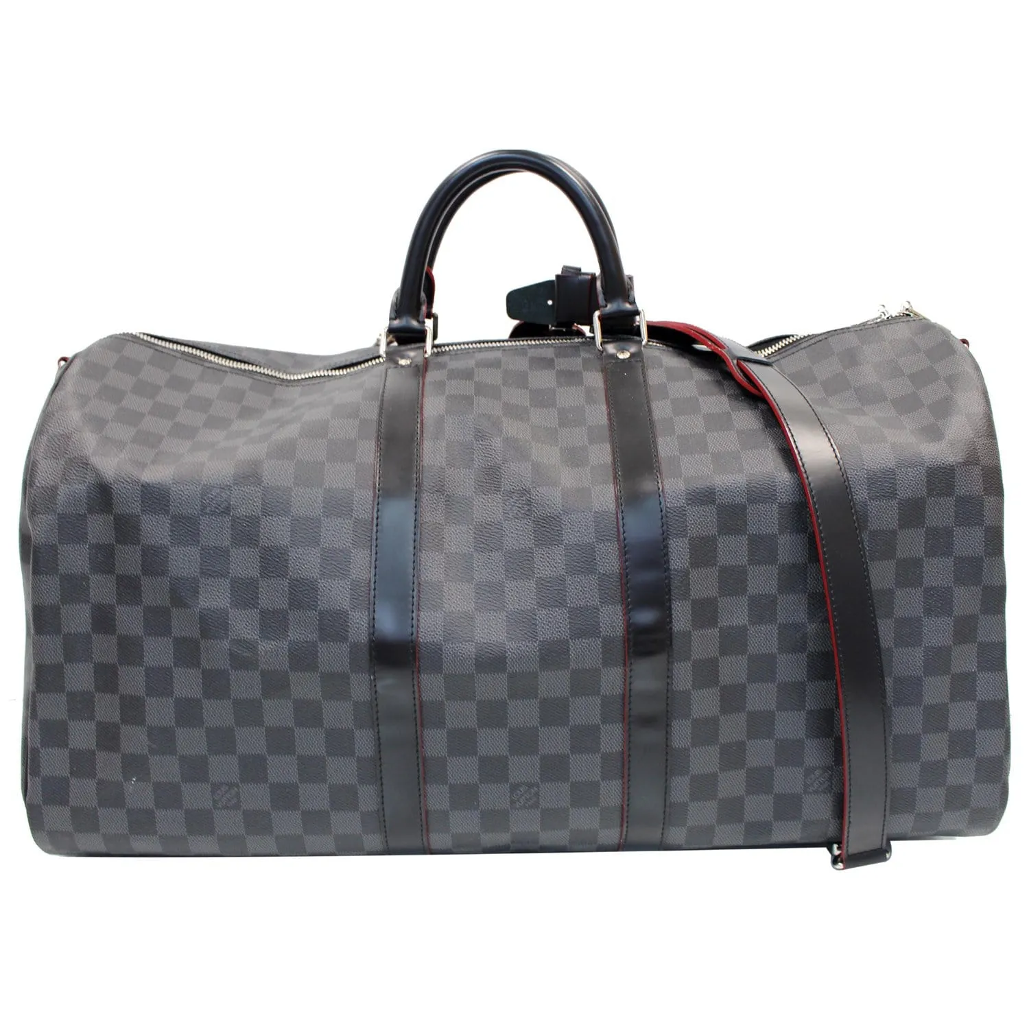 LOUIS VUITTON Keepall 55 Damier Graphite Bandouliere Travel Bag Black