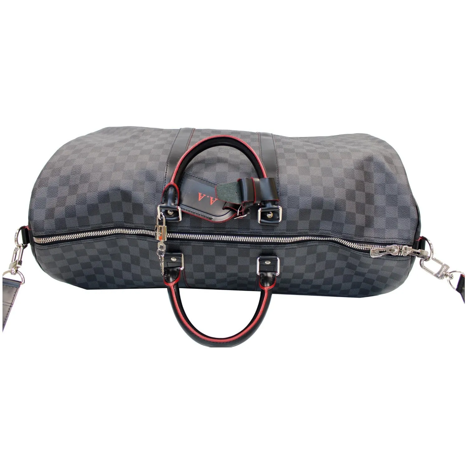 LOUIS VUITTON Keepall 55 Damier Graphite Bandouliere Travel Bag Black