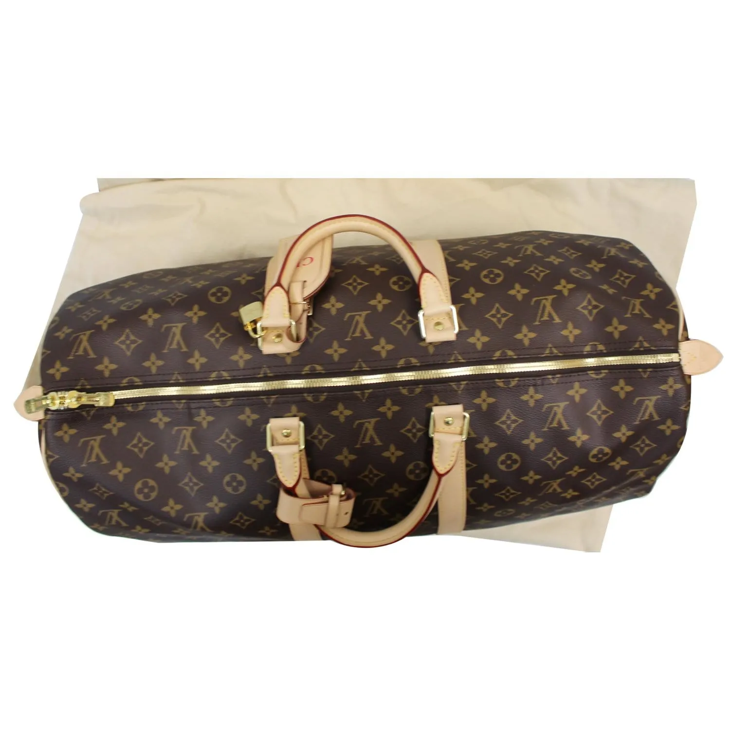 LOUIS VUITTON Keepall 55 Monogram Canvas Travel Bag Brown