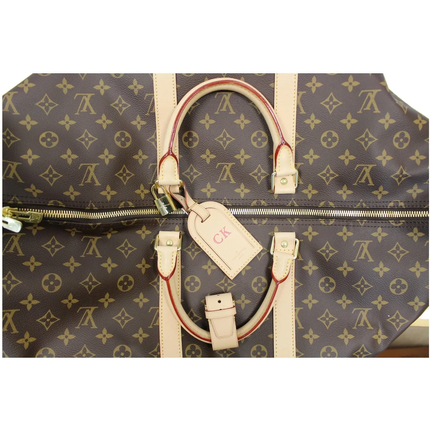 LOUIS VUITTON Keepall 55 Monogram Canvas Travel Bag Brown