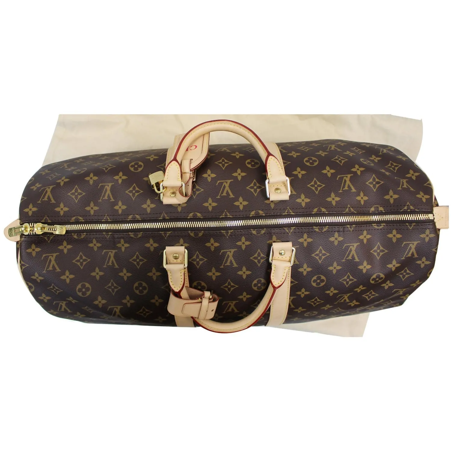 LOUIS VUITTON Keepall 55 Monogram Canvas Travel Bag Brown