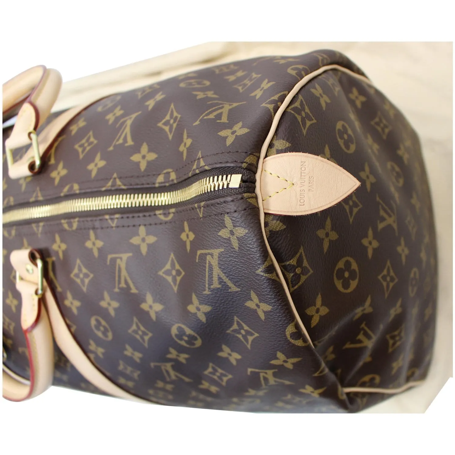 LOUIS VUITTON Keepall 55 Monogram Canvas Travel Bag Brown