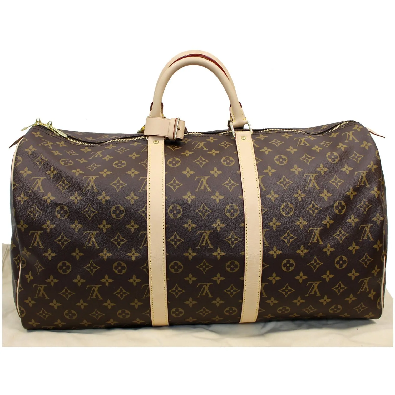 LOUIS VUITTON Keepall 55 Monogram Canvas Travel Bag Brown