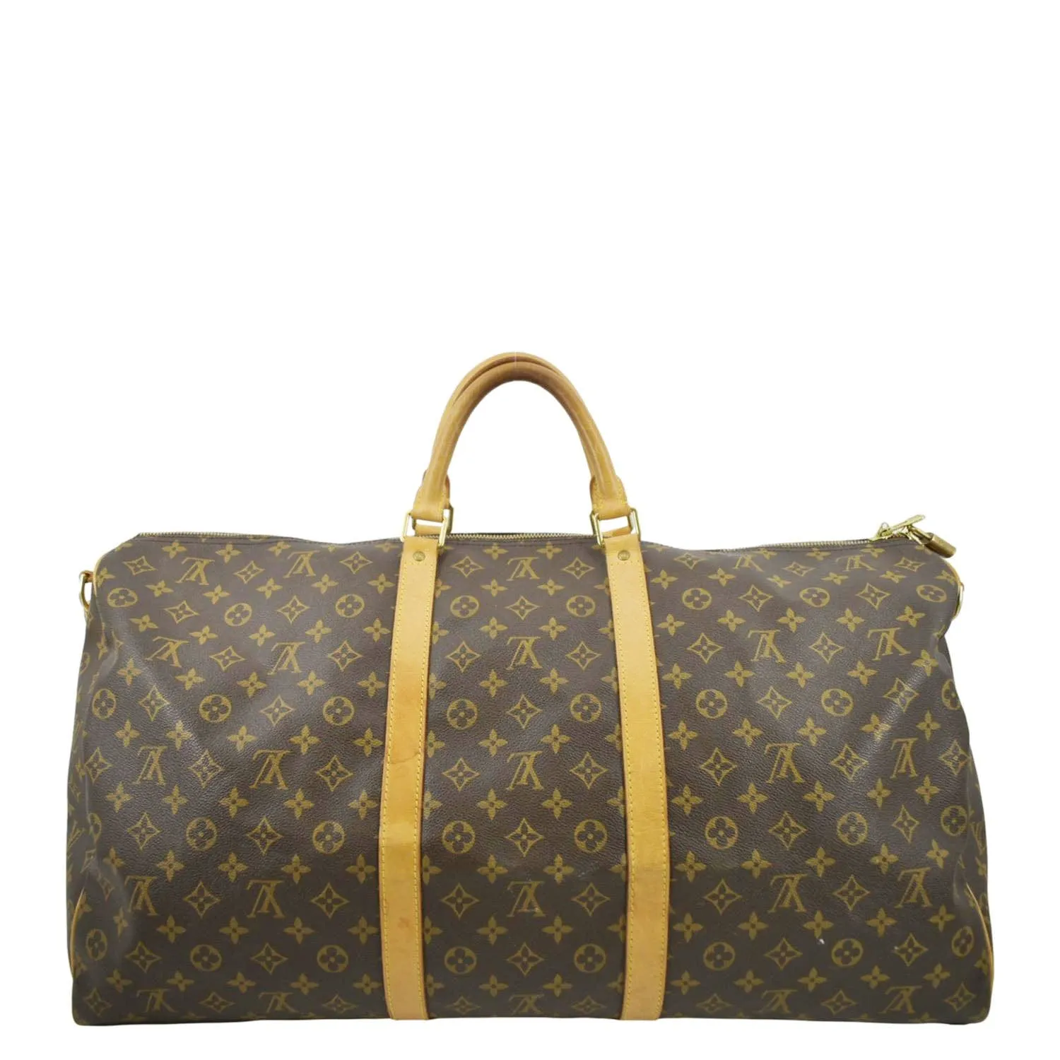 LOUIS VUITTON Keepall 60 Bandouliere Monogram Canvas Travel Bag Brown