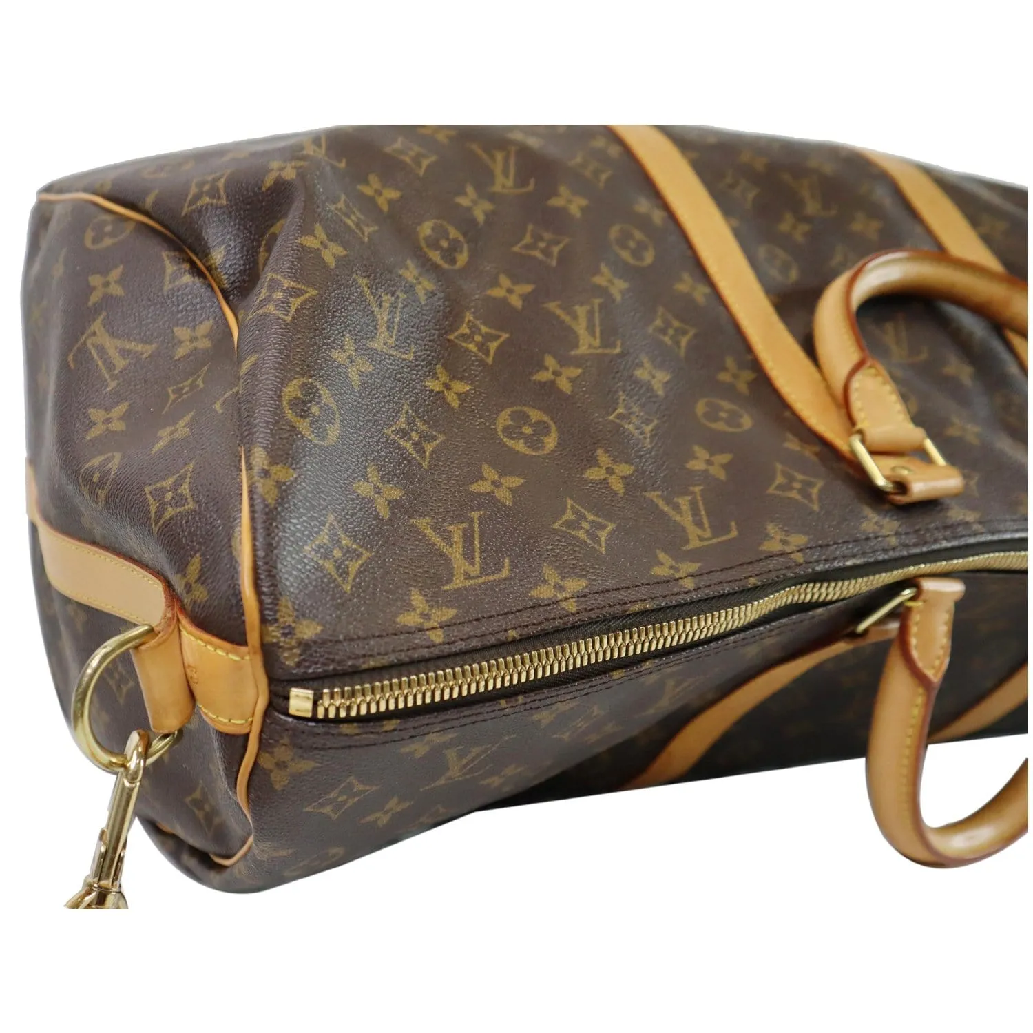 LOUIS VUITTON Keepall 60 Bandouliere Monogram Canvas Travel Bag Brown