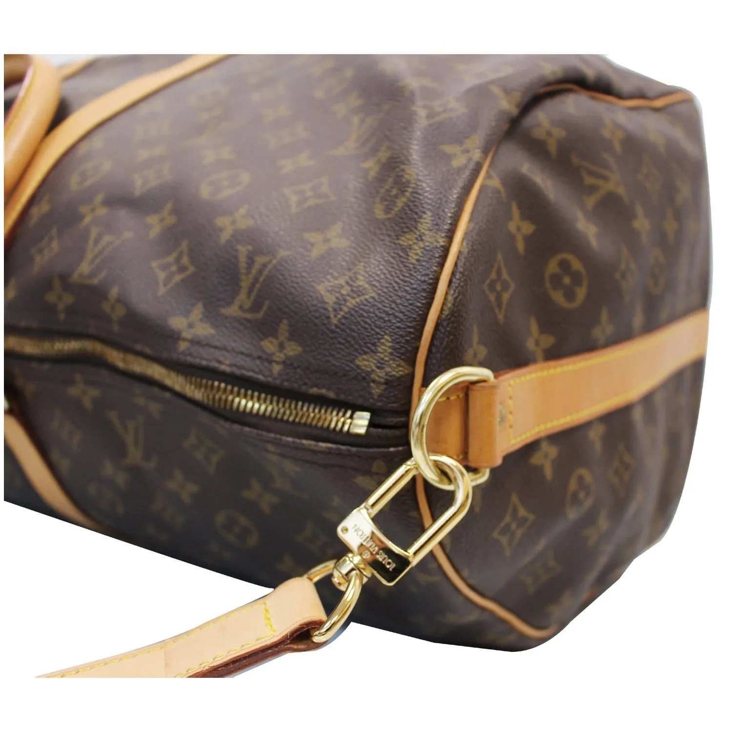LOUIS VUITTON Keepall 60 Bandouliere Monogram Canvas Travel Bag Brown