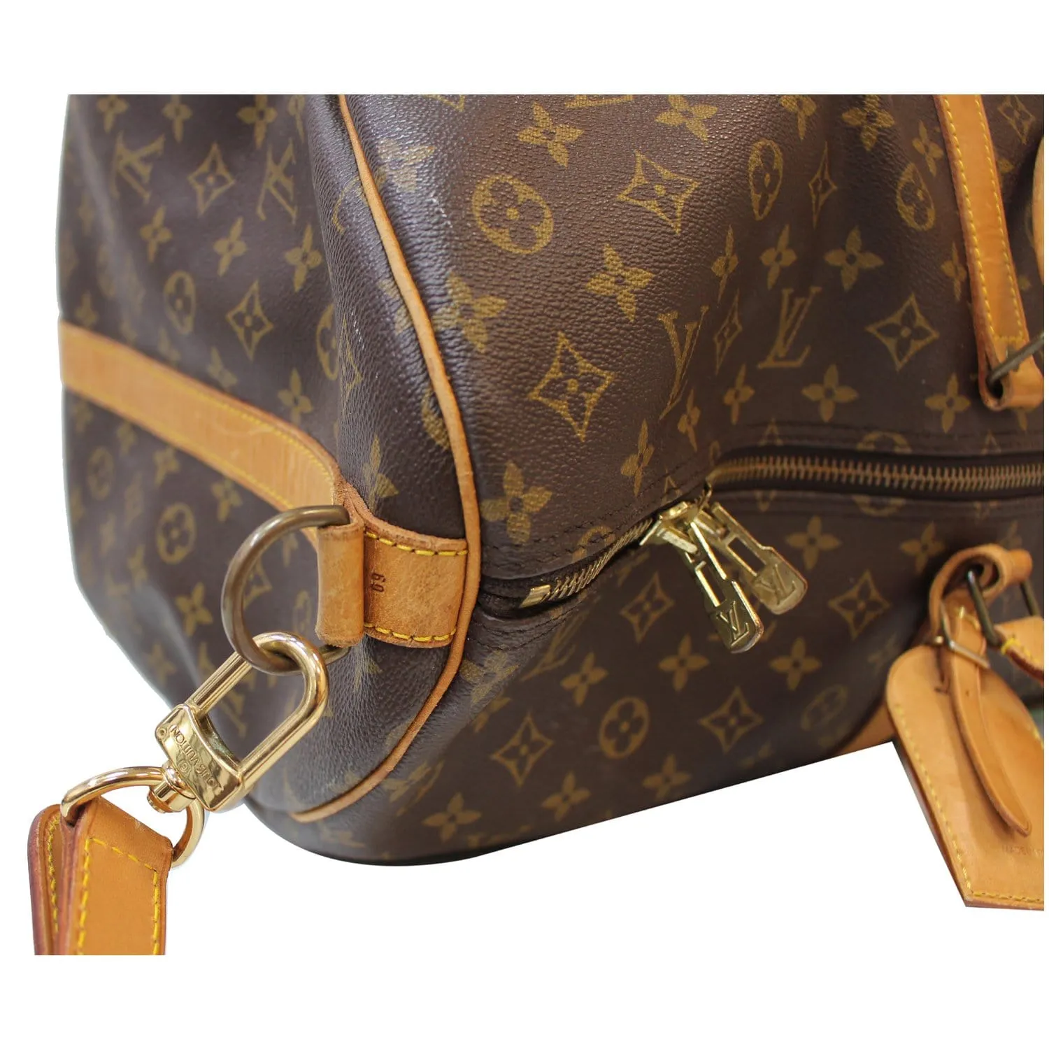 LOUIS VUITTON Keepall 60 Bandouliere Monogram Canvas Travel Bag Brown