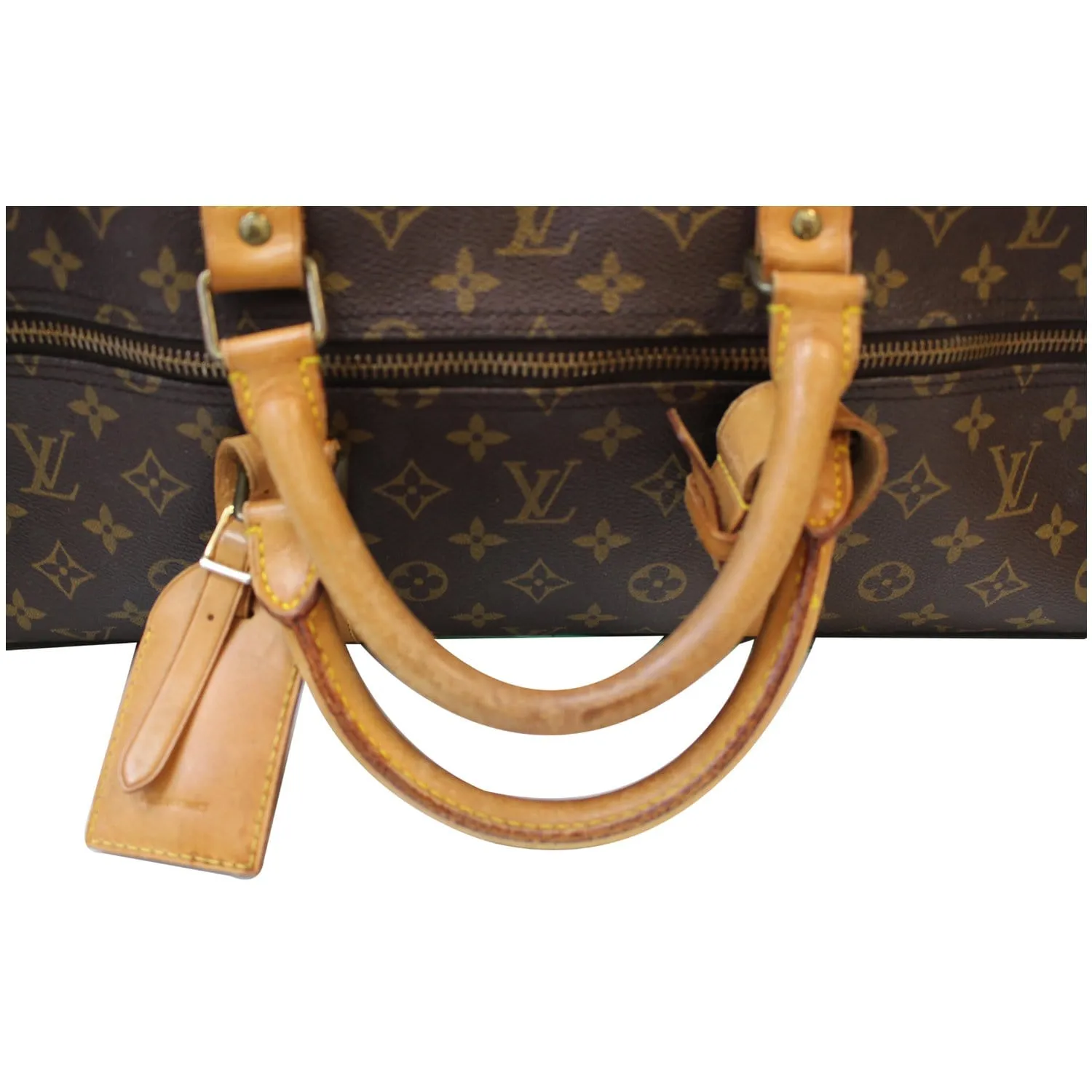 LOUIS VUITTON Keepall 60 Bandouliere Monogram Canvas Travel Bag Brown