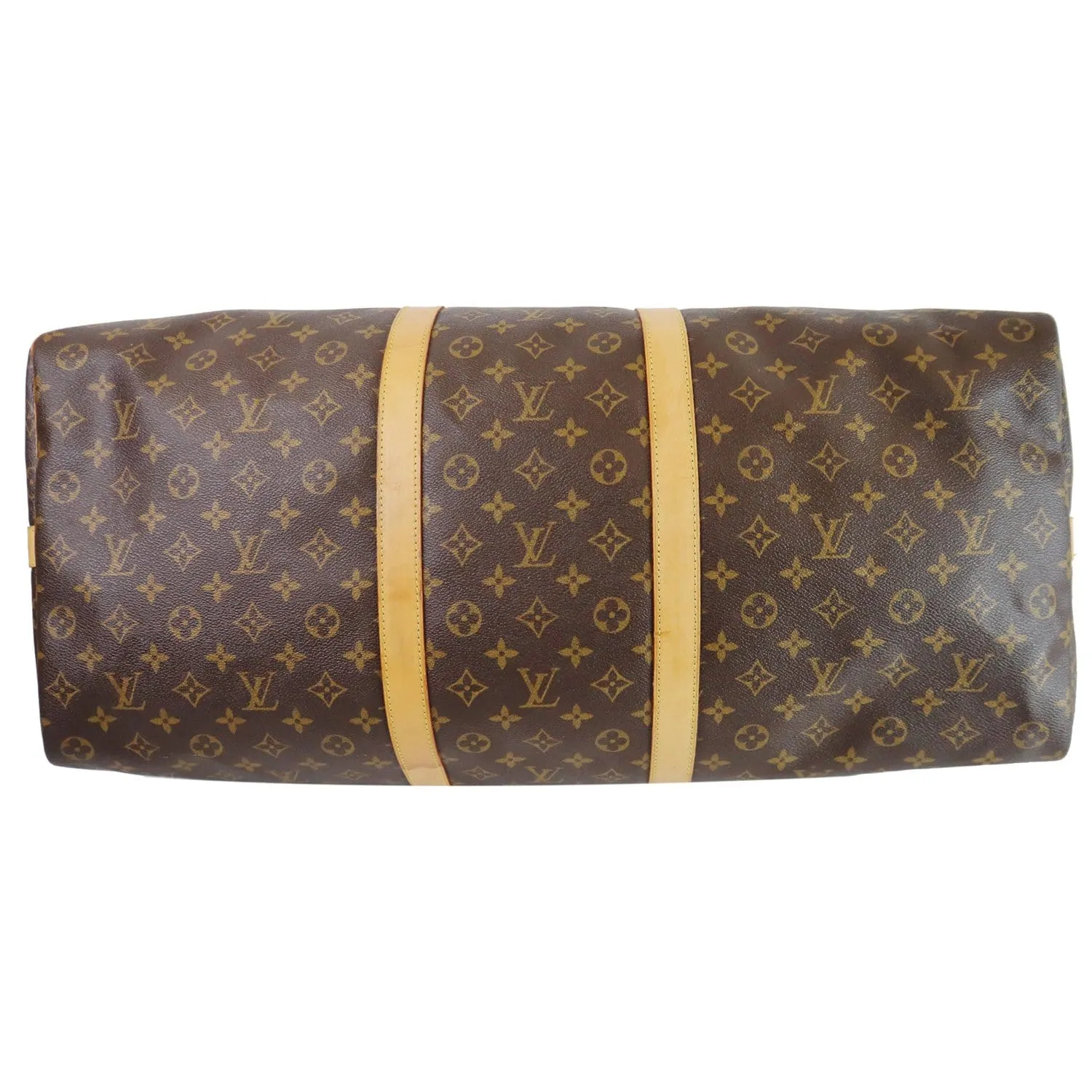 LOUIS VUITTON Keepall 60 Bandouliere Monogram Canvas Travel Bag Brown