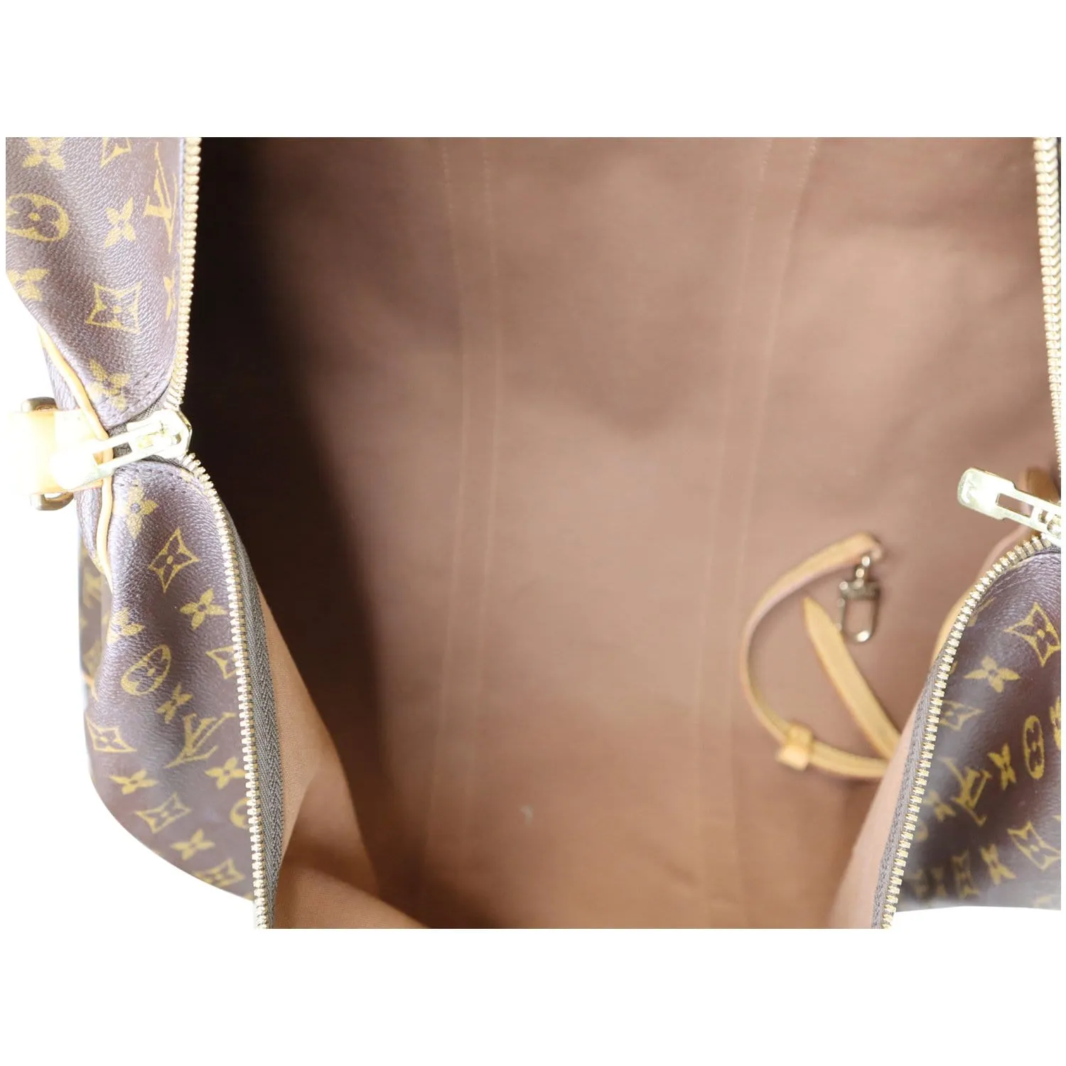 LOUIS VUITTON Keepall 60 Bandouliere Monogram Canvas Travel Bag Brown